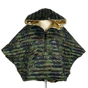 THINK ROYLIN Cropped Hi-Lo Poncho Camo Print Puffer Hoodie Size XS/S